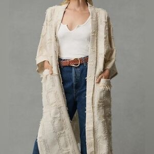 Anthropologie Fringed Open Kimono Cardigan One Size (All)